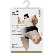 Aufblasbares Sumo-Kostüm für Erwachsene (Unisex) – Plüschkostüm aus 100 % Polyester – Beige und Schwarz