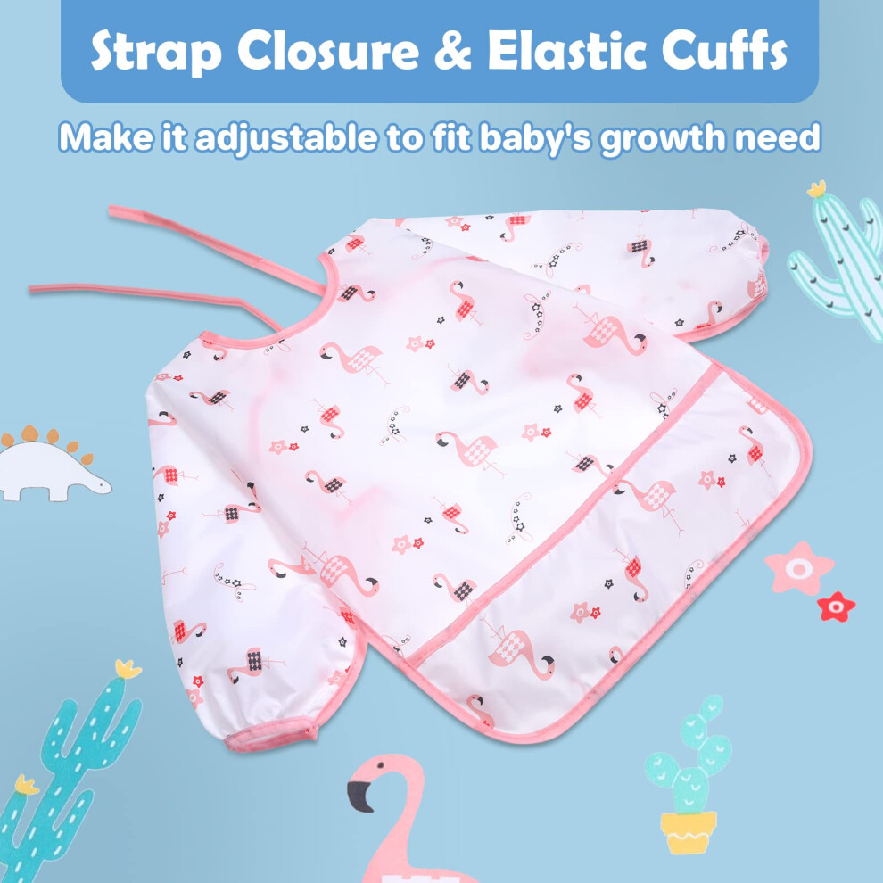 Lictin Baby Bibs With Sleeves, 5 Pcs Waterproof Long Sleeve Bib Unisex Feeding B