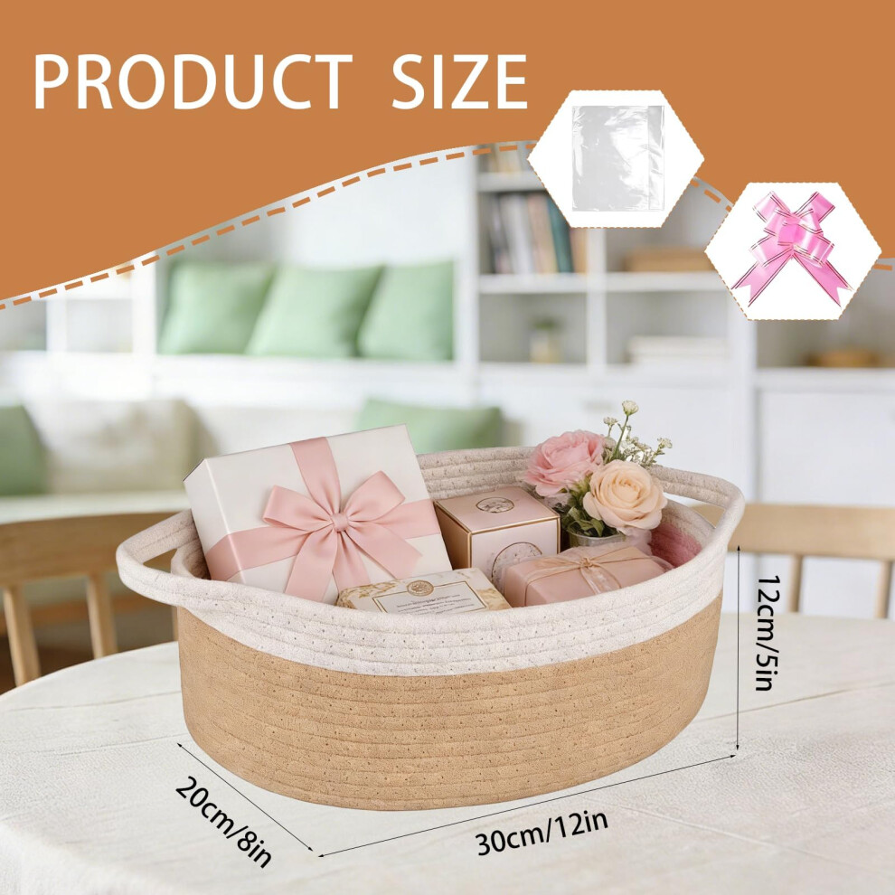 Nasxkji Gift Basket Hamper Kit Empty Storage Basket With Bags And Ribbons Oval