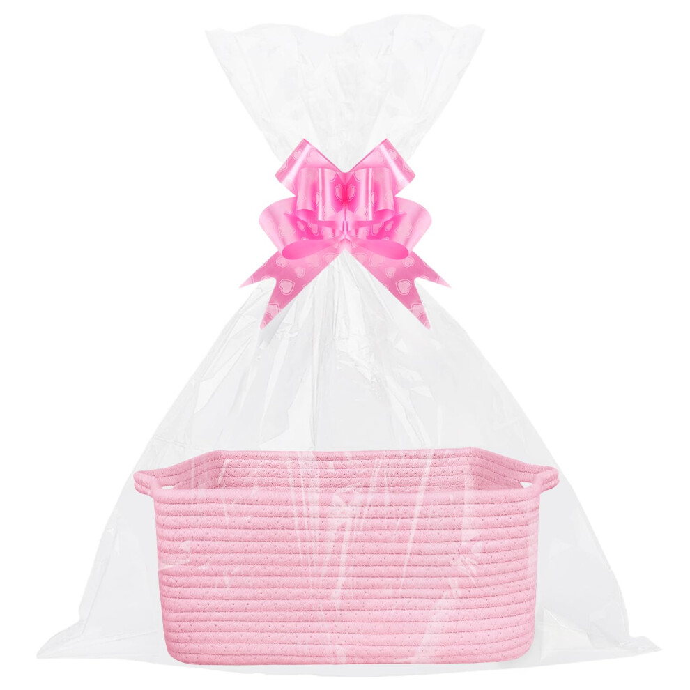 Lotvic Gift Basket, Hamper Kit, Rectangular Empty Hamper Basket With Cellophane
