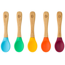 bamboo bamboo Baby Weaning Spoons Set of 5 Bamboo with Soft Silicon