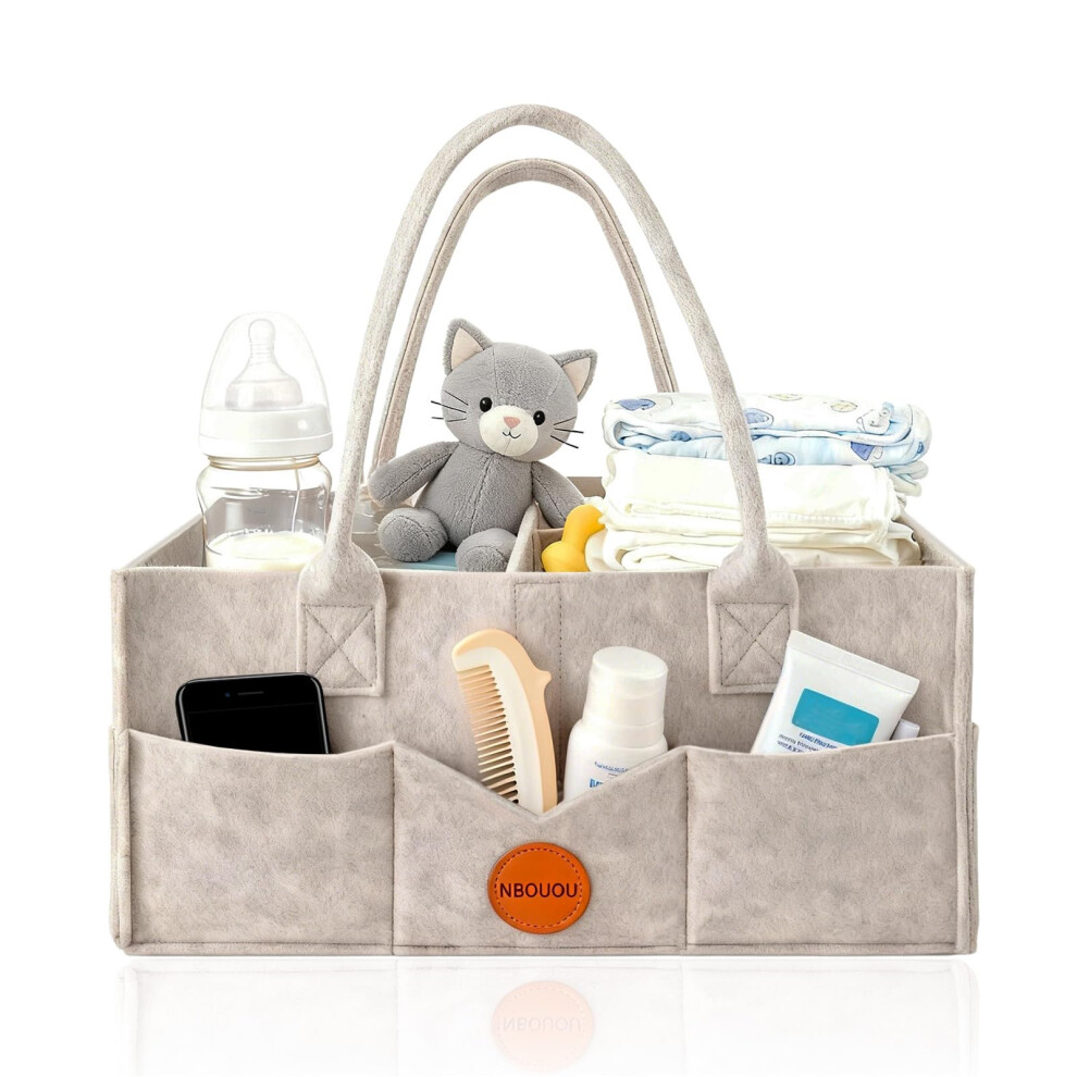 Nbouou Baby Essentials For Newborn Nappy Caddy Organiser, Baby Nappy Organiser W