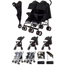 Rexhan Twin Baby Pram, 2 in 1 Foldable Double Baby Buggy, Tandem Pushchair, Twin