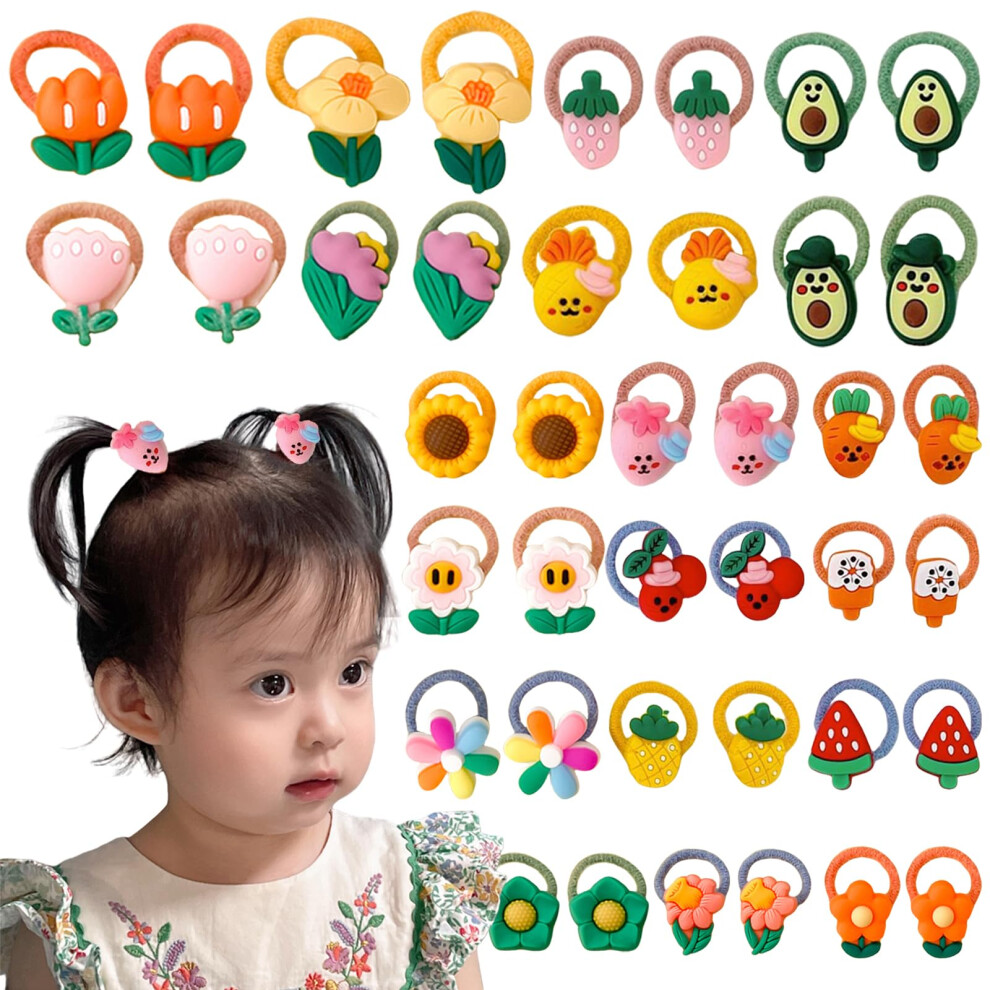 Photos - Hair Product Kids Hair Bands,40PCS Seamless Fruits and Flowers Toddler Elastic Hair Bobbles,P