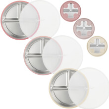 PandaEar 3 Pack Stainless Steel Toddler Plates with Lids for Girls, Divided Suction Plate for Baby Led Weaning, Non-Slip Baby Plates with Suction for
