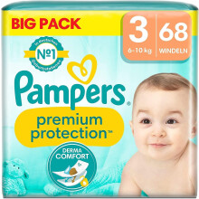 Pampers Premium Protection Size 3, 68 Nappies, 6 kg - 10 kg, Comfort and Protect
