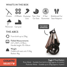 Cosatto Giggle 4 Travel System 3 in 1 Bundle | with Pram, Car Seat, Pushchair, C