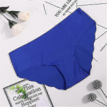 (L, Blue) Seamless Panty Set Underwear Female Comfort Intimates Solid Mid-waist Pantypanties