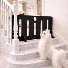 Portable Dog Gate for Stairs Indoor – Black Wooden Freestanding Pet Barrier, No Drilling Puppy Stopper, See-Through Safety Gate for Dogs (40cm (H) x