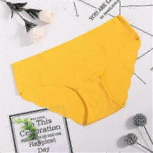 (L, Yellow) Seamless Panty Set Underwear Female Comfort Intimates Solid Mid-waist Pantypanties
