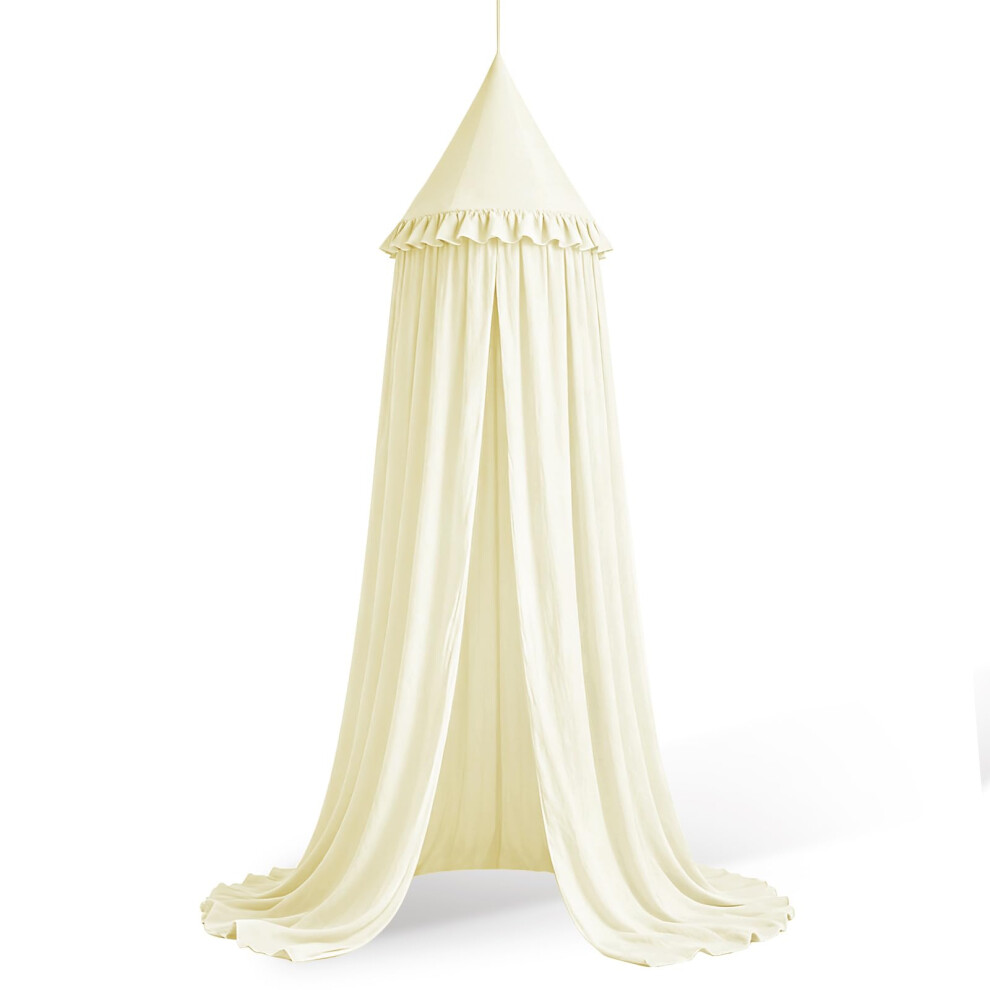 Hotut Kids Bed Canopy With Ruffles,Round Dome 240Cm,Girls Mosquito Net,Nursery R