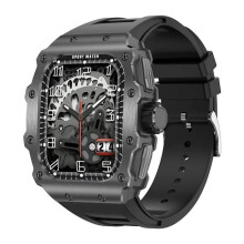 AK65 Herren-Smartwatch (1,95 Zoll) mit Schlafüberwachung, Bluetooth-Telefonfunktion und Sportfunktion – Schwarzes Gehäuse + Schwarzes
