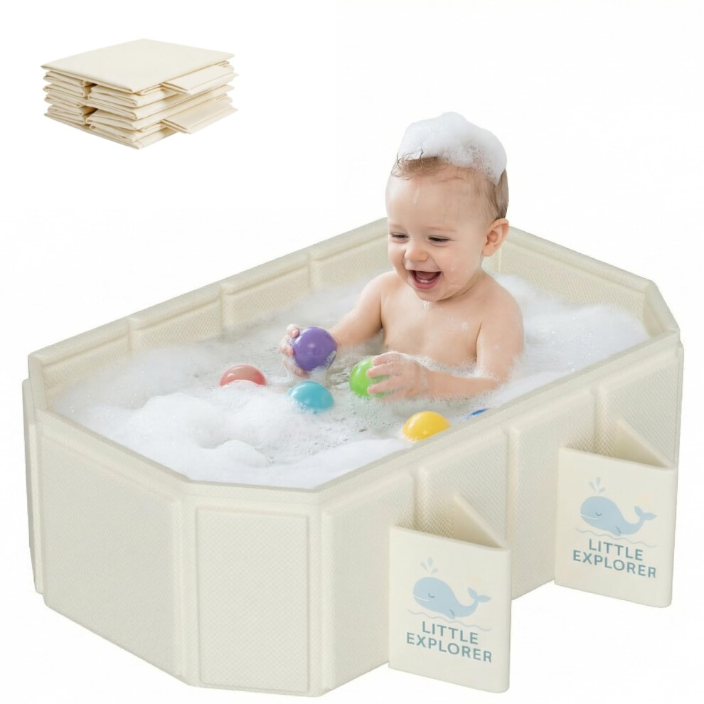 Zamtzax Foldable Baby Bathtub For Ages 0Â6, Collapsible Toddler Bath Tub With 4 Support