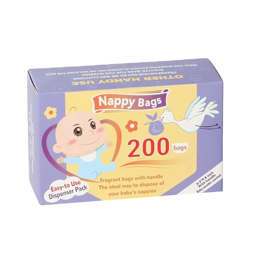 Hometric Disposable Nappy Bags – 100% Biodegradable Fragranced Nappy Sacks | Baby Diaper