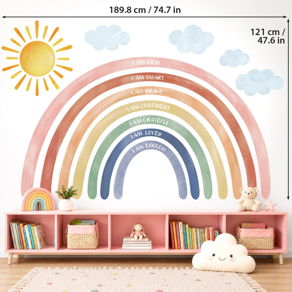 Decowall Xlarge Rainbows And Quotes Wall Stickers 74'' X 47'' Watercolor Decals