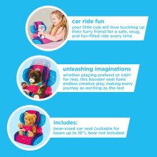 Casdon Build-A-Bear Workshop Furry Friend Toy Car Booster Seat | For Kids Aged 3+ | Use at Home or in Car | Adjustable Headrest & Seatbelt Lock | Fit