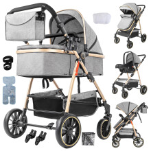 Magic ZC 3 in 1 Pushchair Pram, Baby Stroller 3 in 1 with Reversible Two Pushing