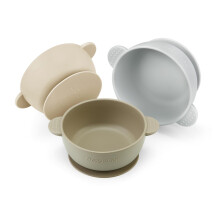 PandaEar 3 Pack Baby Bowls with Suction| Stay Put Silicone Food Bowl for Babies Kids Toddlers Infants| Food Grade Soft Safe BPA-Free Silicone (Brown