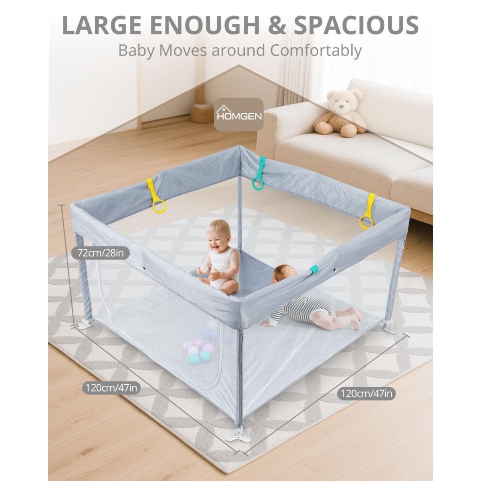 Homgen Foldable Playpen For Babies And Toddlers Large 120X120cm Portab