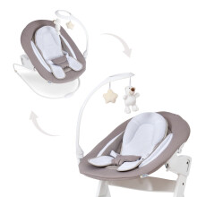 hauck Alpha Bouncer Deluxe, Sand - Baby Seat with Toy Bar for Alpha+ Wooden High