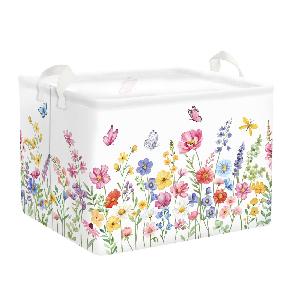 Huumonss Flowers Laundry Hamper Large Storage Basket Leaf Collapsible Womens Org