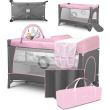 lionelo Travel Cot and Baby zone FLOWER 2-in1-with Changing Table for Newborns a
