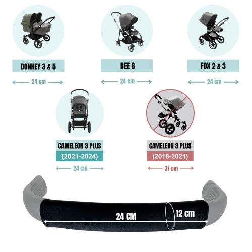 PROTEC TIF | Synthetic Leather Carry Handle Cover Compatible with Bugaboo Fox 2 2
