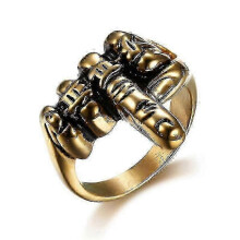 (9, D244-Gold) Rock Style Trendy Vertical Ring for Men's Middle Finger