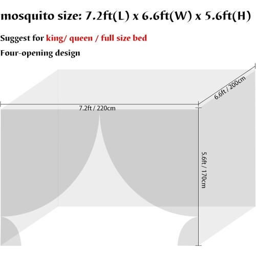 Anmas Box Mosquito Net Bed Canopy for Double Bed  White Four Corner Po