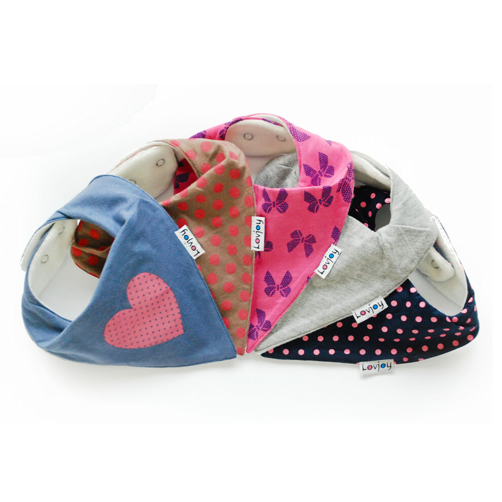 Lovjoy Bandana Dribble Bibs - Super Absorbent & Soft For Teething Babies - Adjus