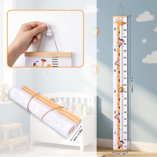 Cretosou Height Growth Chart Giraffe Height Chart with a hook Height R