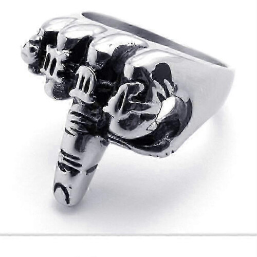 (13, D244-Silver) Rock Style Trendy Vertical Ring for Men's Middle Finger 1