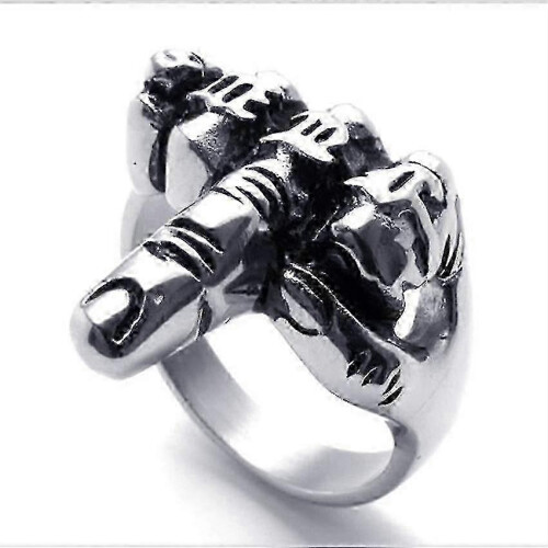 (7, D244-Silver) Rock Style Trendy Vertical Ring for Men's Middle Finger 2