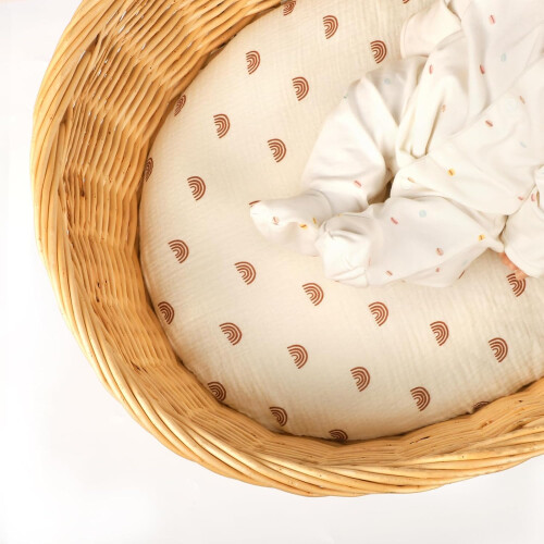 Hooyax 2 Pack Moses Basket Fitted Sheets 83 x 43 x 10 cm, Next to Me Crib Sheets 2