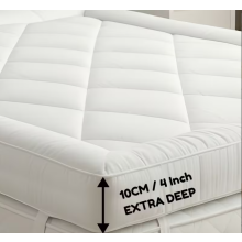 Hotel Quality 10cm Mattress Topper, Ultra Soft & Deep Mattress Topper, 1200gsm Brushed Microfiber Mattress Pad with Hollowfiber Filling, Double
