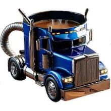 (Blue) Handcrafted Truck Coffee Mug, 11oz Semi-trailer Shaped Ceramic Coffee Cup, Semi-Truck Coffee Mugs, Unique Gift For Coffee And Truck Lovers