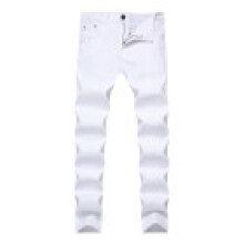 (White,30)Mens Pure Cotton Straight Leg Trousers With Elasticity For Casual Office Use