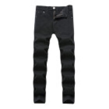 (Black,29)Mens Pure Cotton Straight Leg Trousers With Elasticity For Casual Office Use