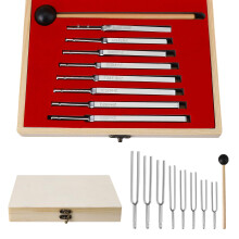 8 Piece Tuning Fork Set 256-512Hz with Wooden Storage Box, Stainless Steel Sound Therapy Forks for Meditation, Yoga, Relaxation & Mindfulness