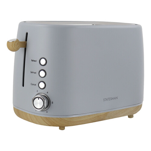 statesman Statesman 2 Slice Scandi Toaster, 900W Power, Grey/Blue