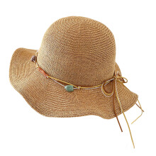 Elegante strohoed met ronde bovenkant, geventileerde-Khaki