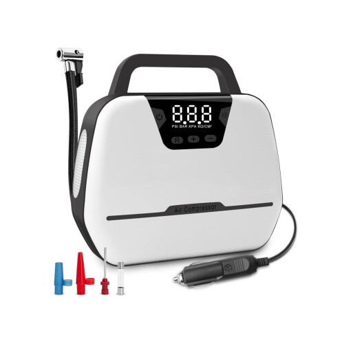 Tire Inflator Air Compressor 12v DC Notebook Car Automatic Pump LED Chronus