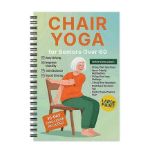 (Green - B) Chair Yoga for Seniors Over 60, Yoga Guide Notebook with 40+ Low-Impact Exercises to Improve Mobility, Balance & Weight Loss in 21 Day