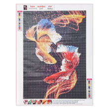 Diamond Painting Full Circle Diamond Kit Rhinestone Picture Art Home Door Decoration (Koi)