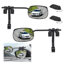 2 Pack Caravan Towing Mirrors, Universal Convex Exterior Mirrors with Rain Shield & Sun Visor, Wide Angle for Car Van SUV Motorhome Trailer