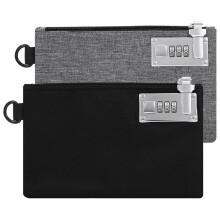 2 Pieces Lockable Money Pockets, Secure Nylon Lock Coin Purse Bank Bag with Zipper for Travel, Cash, Jewelry, Passport