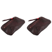2X Vintage Men's Genuine Leather Coin Purse Card Case Holder Wallet Clutch Male Short Zipper Small Change Bag