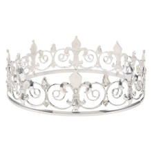 Royal King Crown for Men - Metal Prince Crowns and Tiaras, Full Round Birthday Party Hats,Medieval Accessories (Silver)