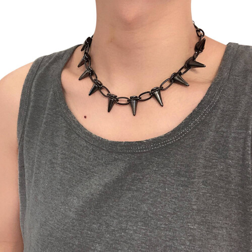 Metal Spikes Studs Rivets Punk Goth Necklace Choker Collar 2