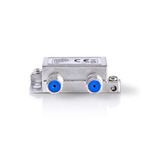 Divisor de satélite | 5-2400MHz | 6,5dB | Número de entradas: 1 | Número de salidas: 2 | Impedancia: 75 ohmios | Cinc | Plata